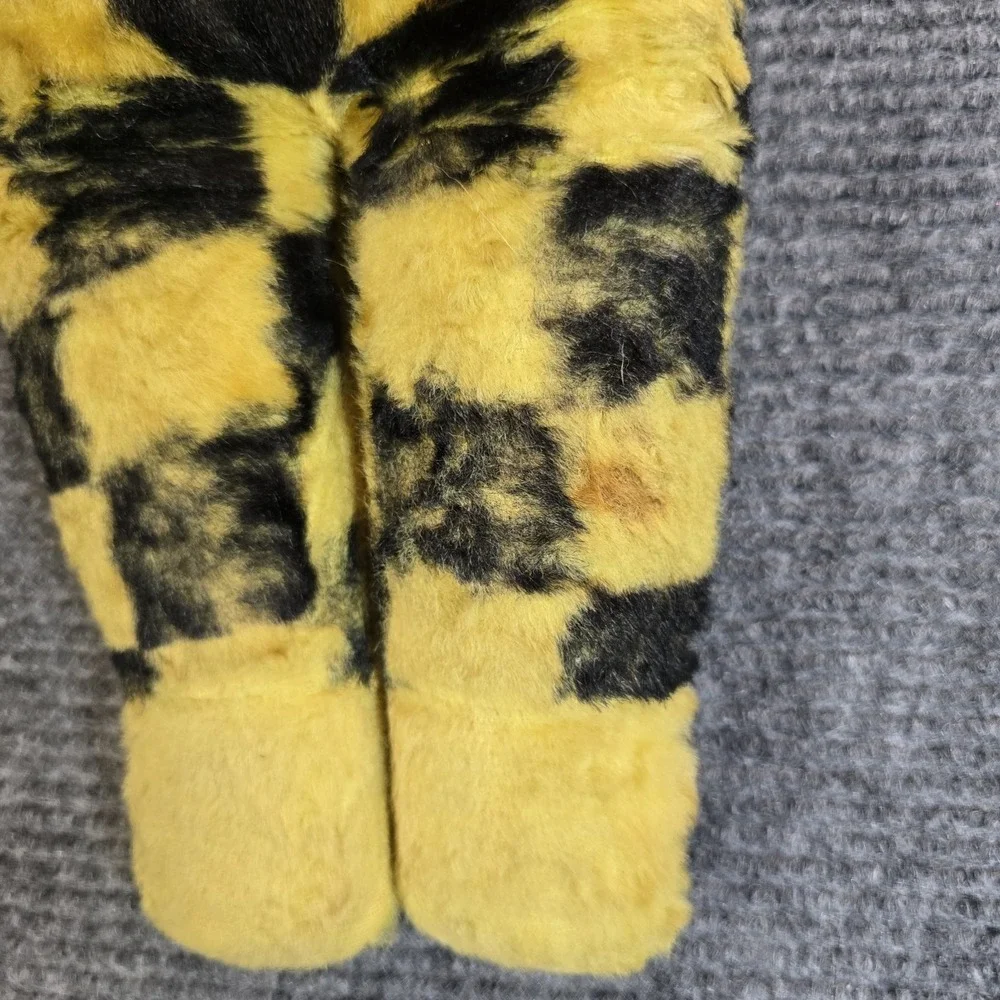 Vintage Yellow & Black Plush Monkey Doll Rubber Face Red Bow Tie 18